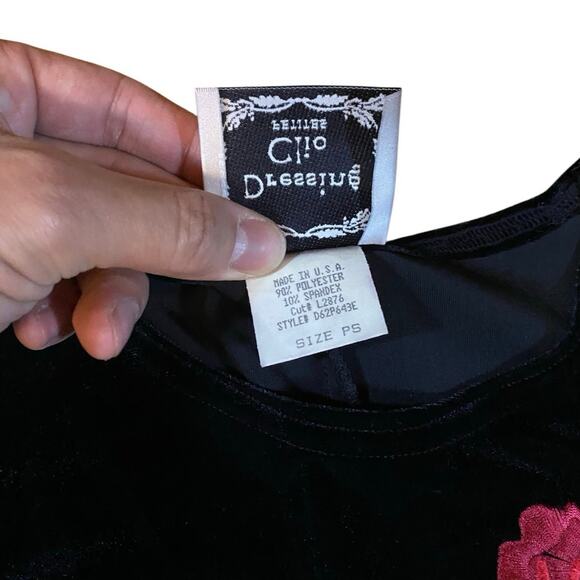 Vintage Dressing Clio Velvet Rose Bodycon Dress - PS - Picture 4 of 5